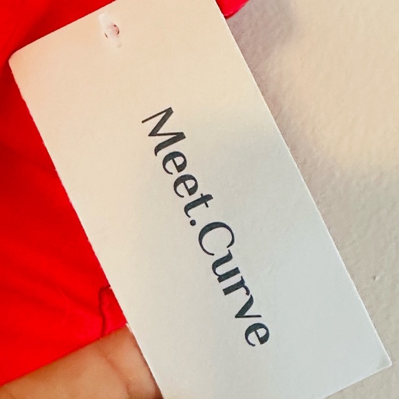 Meet Curve Vibrant Red High-Waisted Ruched Swim Bottoms, NWT, Size XL - Picture 3 of 11